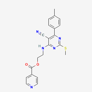 2-{[5-Cyano-6-(4-methylphenyl)-2-(methylthio)pyrimidin-4-yl]amino}ethyl isonicotinate