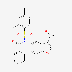 N-(3-acetyl-2-methyl-1-benzofuran-5-yl)-N-[(2,4-dimethylphenyl)sulfonyl]benzamide