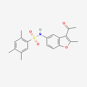 molecular formula C20H21NO4S B7737405 N-(3-acetyl-2-methyl-1-benzofuran-5-yl)-2,4,5-trimethylbenzenesulfonamide 