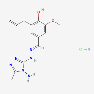 molecular formula C14H19ClN6O2 B7737425 4-[(E)-[(4-amino-5-methyl-1,2,4-triazol-3-yl)hydrazinylidene]methyl]-2-methoxy-6-prop-2-enylphenol;hydrochloride 