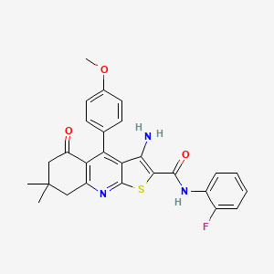molecular formula C27H24FN3O3S B7737436 3-amino-N-(2-fluorophenyl)-4-(4-methoxyphenyl)-7,7-dimethyl-5-oxo-5,6,7,8-tetrahydrothieno[2,3-b]quinoline-2-carboxamide 