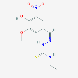 molecular formula C11H14N4O4S B7737441 1-ethyl-3-[(Z)-(4-hydroxy-3-methoxy-5-nitrophenyl)methylideneamino]thiourea 