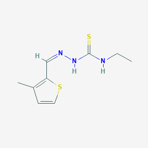 molecular formula C9H13N3S2 B7737459 1-ethyl-3-[(Z)-(3-methylthiophen-2-yl)methylideneamino]thiourea 
