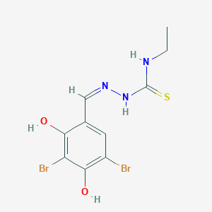molecular formula C10H11Br2N3O2S B7737463 1-[(Z)-(3,5-dibromo-2,4-dihydroxyphenyl)methylideneamino]-3-ethylthiourea 