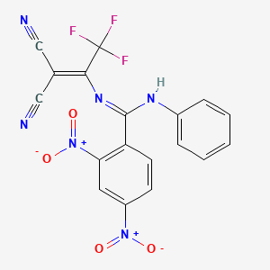 molecular formula C18H9F3N6O4 B7737504 N-(1,1-dicyano-3,3,3-trifluoroprop-1-en-2-yl)-2,4-dinitro-N'-phenylbenzenecarboximidamide 