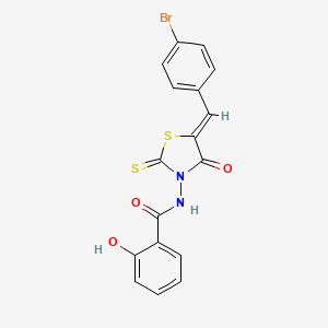 molecular formula C17H11BrN2O3S2 B7737507 Benzamide, N-[(5Z)-5-[(4-bromophenyl)methylene]-4-oxo-2-thioxo-3-thiazolidinyl]-2-hydroxy- 