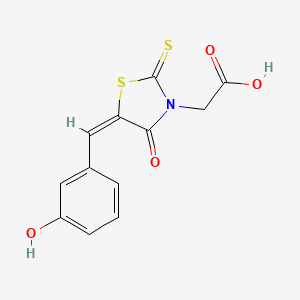molecular formula C12H9NO4S2 B7737538 (5-(3-Hydroxy-benzylidene)-4-oxo-2-thioxo-thiazolidin-3-YL)-acetic acid 