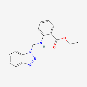 molecular formula C16H16N4O2 B7737541 2-[(Benzotriazol-1-ylmethyl)-amino]-benzoic acid ethyl ester 