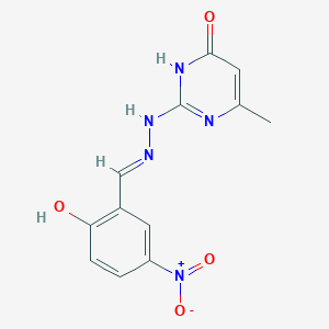 molecular formula C12H11N5O4 B7737577 2-Hydroxy-5-nitrobenzaldehyde (4-methyl-6-oxo-1,6-dihydropyrimidin-2-yl)hydrazone CAS No. 91843-81-1