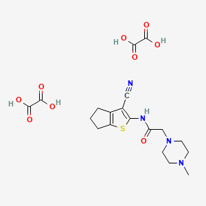 molecular formula C19H24N4O9S B7737597 N-(3-cyano-5,6-dihydro-4H-cyclopenta[b]thiophen-2-yl)-2-(4-methylpiperazin-1-yl)acetamide;oxalic acid 