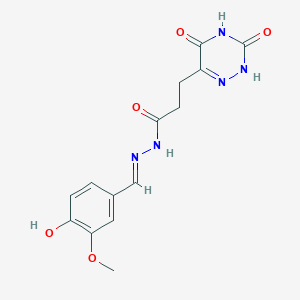 molecular formula C14H15N5O5 B7737611 3-(3,5-dihydroxy-1,2,4-triazin-6-yl)-N'-[(E)-(4-hydroxy-3-methoxyphenyl)methylidene]propanehydrazide 