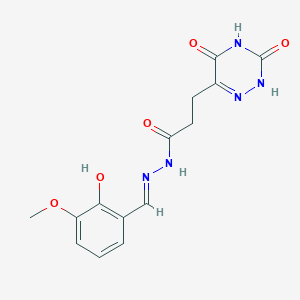 molecular formula C14H15N5O5 B7737614 3-(3,5-dioxo-2,3,4,5-tetrahydro-1,2,4-triazin-6-yl)-N'-[(1E)-(2-hydroxy-3-methoxyphenyl)methylene]propanohydrazide 