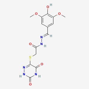 molecular formula C14H15N5O6S B7737619 2-[(3,5-Dioxo-2,3,4,5-tetrahydro-1,2,4-triazin-6-YL)sulfanyl]-N'-[(E)-(4-hydroxy-3,5-dimethoxyphenyl)methylidene]acetohydrazide 
