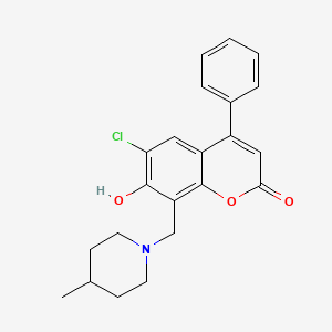 6-chloro-7-hydroxy-8-[(4-methylpiperidino)methyl]-4-phenyl-2H-chromen-2-one