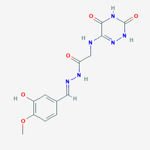 2-[(3,5-dioxo-2H-1,2,4-triazin-6-yl)amino]-N-[(E)-(3-hydroxy-4-methoxyphenyl)methylideneamino]acetamide