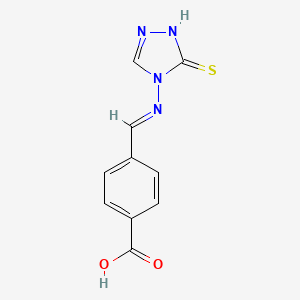 molecular formula C10H8N4O2S B7737696 4-[(E)-(5-sulfanylidene-1H-1,2,4-triazol-4-yl)iminomethyl]benzoic acid 