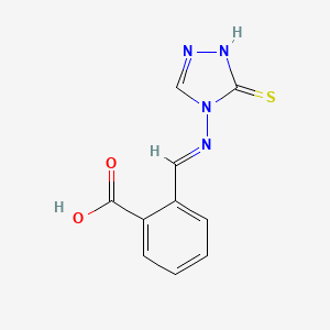 molecular formula C10H8N4O2S B7737711 2-[(E)-(5-sulfanylidene-1H-1,2,4-triazol-4-yl)iminomethyl]benzoic acid 
