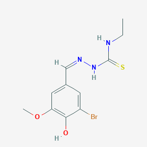molecular formula C11H14BrN3O2S B7737716 1-[(Z)-(3-bromo-4-hydroxy-5-methoxyphenyl)methylideneamino]-3-ethylthiourea 