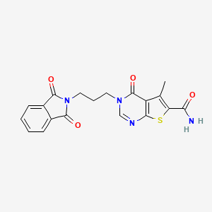molecular formula C19H16N4O4S B7737736 3-[3-(1,3-Dioxoisoindol-2-yl)propyl]-5-methyl-4-oxothieno[2,3-d]pyrimidine-6-carboxamide 