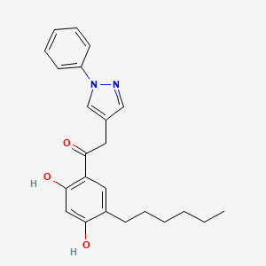 molecular formula C23H26N2O3 B7737754 1-(5-hexyl-2,4-dihydroxyphenyl)-2-(1-phenyl-1H-pyrazol-4-yl)ethanone CAS No. 61033-96-3