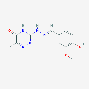 molecular formula C12H13N5O3 B7737767 3-[(2E)-2-(4-hydroxy-3-methoxybenzylidene)hydrazinyl]-6-methyl-1,2,4-triazin-5-ol 