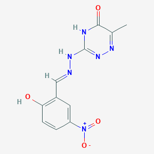 molecular formula C11H10N6O4 B7737770 3-[(2E)-2-(2-hydroxy-5-nitrobenzylidene)hydrazinyl]-6-methyl-1,2,4-triazin-5-ol 