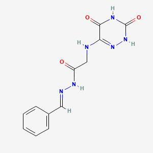 molecular formula C12H12N6O3 B7737824 2-[(3,5-dihydroxy-1,2,4-triazin-6-yl)amino]-N'-[(E)-phenylmethylidene]acetohydrazide (non-preferred name) 