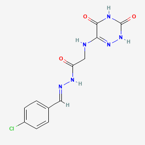 molecular formula C12H11ClN6O3 B7737833 (E)-N'-(4-chlorobenzylidene)-2-((3,5-dioxo-2,3,4,5-tetrahydro-1,2,4-triazin-6-yl)amino)acetohydrazide 