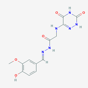 molecular formula C13H14N6O5 B7737843 2-[(3,5-dioxo-2,3,4,5-tetrahydro-1,2,4-triazin-6-yl)amino]-N'-[(1E)-(4-hydroxy-3-methoxyphenyl)methylene]acetohydrazide 