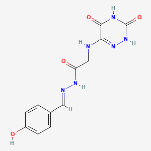 2-[(3,5-dihydroxy-1,2,4-triazin-6-yl)amino]-N'-[(E)-(4-hydroxyphenyl)methylidene]acetohydrazide (non-preferred name)
