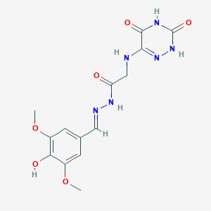 molecular formula C14H16N6O6 B7737854 2-[(3,5-Dioxo-2,3,4,5-tetrahydro-1,2,4-triazin-6-YL)amino]-N'-[(E)-(4-hydroxy-3,5-dimethoxyphenyl)methylidene]acetohydrazide 