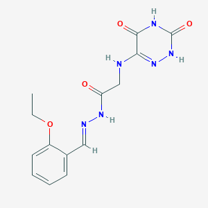2-[(3,5-dihydroxy-1,2,4-triazin-6-yl)amino]-N'-[(E)-(2-ethoxyphenyl)methylidene]acetohydrazide (non-preferred name)