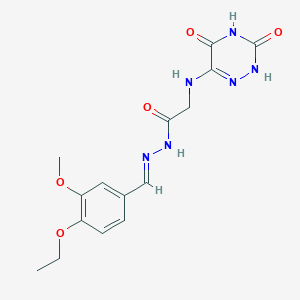 molecular formula C15H18N6O5 B7737864 2-[(3,5-Dioxo-2,3,4,5-tetrahydro-1,2,4-triazin-6-YL)amino]-N'-[(E)-(4-ethoxy-3-methoxyphenyl)methylidene]acetohydrazide 
