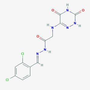 molecular formula C12H10Cl2N6O3 B7737876 N'-[(E)-(2,4-Dichlorophenyl)methylidene]-2-[(3,5-dioxo-2,3,4,5-tetrahydro-1,2,4-triazin-6-YL)amino]acetohydrazide 