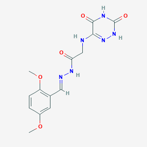 N'-[(E)-(2,5-dimethoxyphenyl)methylidene]-2-[(3,5-dioxo-2,3,4,5-tetrahydro-1,2,4-triazin-6-yl)amino]acetohydrazide (non-preferred name)