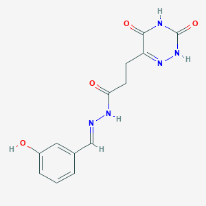 molecular formula C13H13N5O4 B7737940 3-(3,5-dioxo-2H-1,2,4-triazin-6-yl)-N-[(E)-(3-hydroxyphenyl)methylideneamino]propanamide 