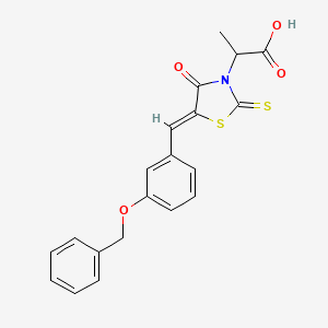 molecular formula C20H17NO4S2 B7737944 2-[(5Z)-4-oxo-5-[(3-phenylmethoxyphenyl)methylidene]-2-sulfanylidene-1,3-thiazolidin-3-yl]propanoic acid 