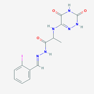 molecular formula C13H13IN6O3 B7737946 (E)-2-((3,5-dioxo-2,3,4,5-tetrahydro-1,2,4-triazin-6-yl)amino)-N'-(2-iodobenzylidene)propanehydrazide 
