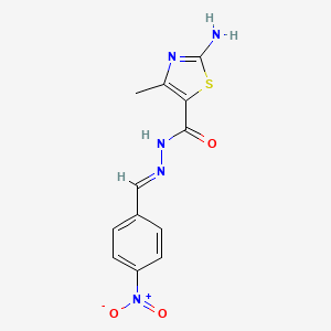 molecular formula C12H11N5O3S B7738023 2-amino-4-methyl-N'-[(1E)-(4-nitrophenyl)methylene]-1,3-thiazole-5-carbohydrazide 