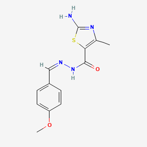 molecular formula C13H14N4O2S B7738033 2-Amino-N'-[(1Z)-(4-methoxyphenyl)methylidene]-4-methyl-1,3-thiazole-5-carbohydrazide 