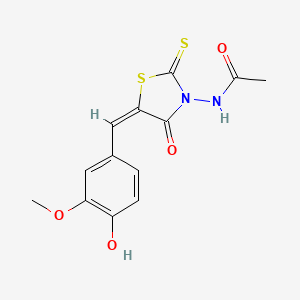 molecular formula C13H12N2O4S2 B7738049 N-[(5E)-5-(4-hydroxy-3-methoxybenzylidene)-4-oxo-2-thioxo-1,3-thiazolidin-3-yl]acetamide 