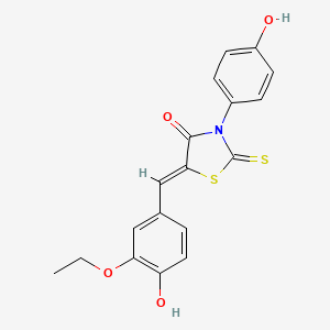 molecular formula C18H15NO4S2 B7738062 (5Z)-5-(3-ethoxy-4-hydroxybenzylidene)-3-(4-hydroxyphenyl)-2-thioxo-1,3-thiazolidin-4-one 