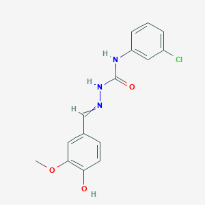 molecular formula C15H14ClN3O3 B7738103 N-(3-chlorophenyl)-2-(4-hydroxy-3-methoxybenzylidene)hydrazinecarboxamide 
