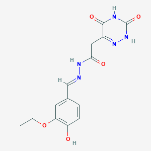molecular formula C14H15N5O5 B7738122 2-(3,5-dihydroxy-1,2,4-triazin-6-yl)-N'-[(E)-(3-ethoxy-4-hydroxyphenyl)methylidene]acetohydrazide 