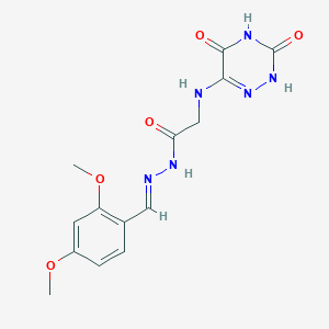 molecular formula C14H16N6O5 B7738127 N'~1~-[(E)-1-(2,4-dimethoxyphenyl)methylidene]-2-[(3,5-dioxo-2,3,4,5-tetrahydro-1,2,4-triazin-6-yl)amino]acetohydrazide 