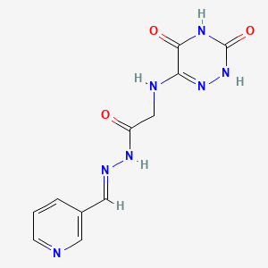 2-[(3,5-dihydroxy-1,2,4-triazin-6-yl)amino]-N'-[(E)-pyridin-3-ylmethylidene]acetohydrazide (non-preferred name)
