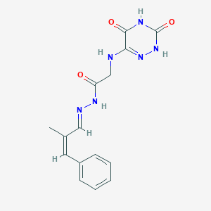 (E)-2-((3,5-dioxo-2,3,4,5-tetrahydro-1,2,4-triazin-6-yl)amino)-N'-((Z)-2-methyl-3-phenylallylidene)acetohydrazide