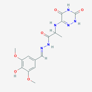 molecular formula C15H18N6O6 B7738202 2-[(3,5-Dioxo-2,3,4,5-tetrahydro-1,2,4-triazin-6-YL)amino]-N'-[(E)-(4-hydroxy-3,5-dimethoxyphenyl)methylidene]propanohydrazide 