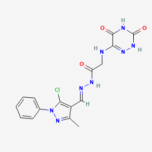 molecular formula C16H15ClN8O3 B7738204 N'-[(1E)-(5-chloro-3-methyl-1-phenyl-1H-pyrazol-4-yl)methylene]-2-[(3,5-dioxo-2,3,4,5-tetrahydro-1,2,4-triazin-6-yl)amino]acetohydrazide 