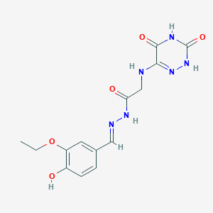 molecular formula C14H16N6O5 B7738210 2-[(3,5-dihydroxy-1,2,4-triazin-6-yl)amino]-N'-[(E)-(3-ethoxy-4-hydroxyphenyl)methylidene]acetohydrazide (non-preferred name) 